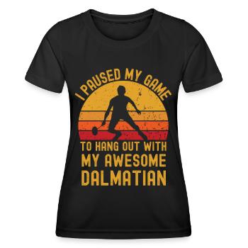 Badminton et Dalmatiens - T-shirt sport Femme - noir - Devant - AI Model Female 172 light (172cm)