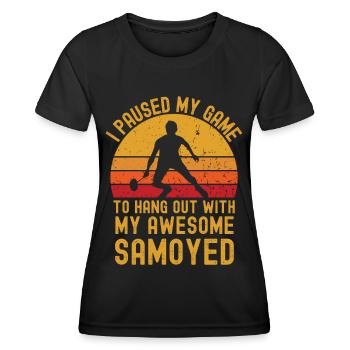 Badminton and Samoyed - Women's Functional T-Shirt - black - Front - AI Model Female 172 light (172cm)