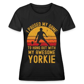 Badminton und Yorkshire Terrier - Frauen Funktions-T-Shirt - Schwarz - Vorne - AI Model Female 172 light (172cm)