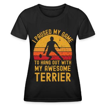 Badminton et Terrier - T-shirt sport Femme - noir - Devant - AI Model Female 172 light (172cm)