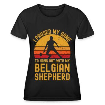 Badminton et berger belge - T-shirt sport Femme - noir - Devant - AI Model Female 172 light (172cm)