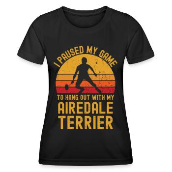 Badminton und Airedale Terrier - Frauen Funktions-T-Shirt - Schwarz - Vorne - AI Model Female 172 light (172cm)