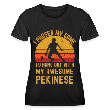 Badminton und Pekinese - Frauen Funktions-T-Shirt - Schwarz - Vorne - AI Model Female 172 light (172cm)