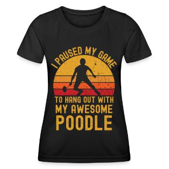 Badminton et caniche - T-shirt sport Femme - noir - Devant - AI Model Female 172 light (172cm)