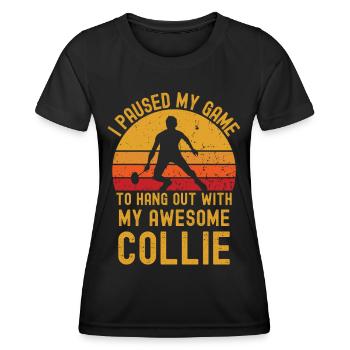Badminton et Collie - T-shirt sport Femme - noir - Devant - AI Model Female 172 light (172cm)