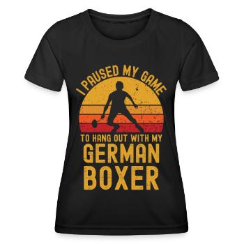 Badminton und Deutscher Boxer - Frauen Funktions-T-Shirt - Schwarz - Vorne - AI Model Female 172 light (172cm)