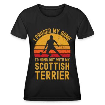 Badminton and Scottish Terrier - Women's Functional T-Shirt - black - Front - AI Model Female 172 light (172cm)
