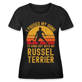 Badminton et Russel Terrier - T-shirt sport Femme - noir - Devant - AI Model Female 172 light (172cm)