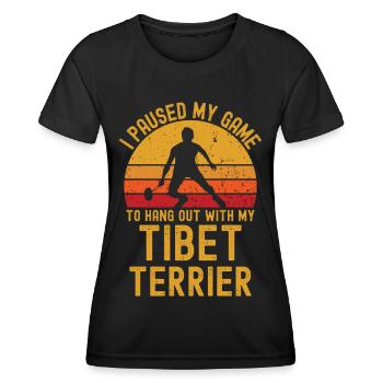 Badminton und Tibet Terrier - Frauen Funktions-T-Shirt - Schwarz - Vorne - AI Model Female 172 light (172cm)
