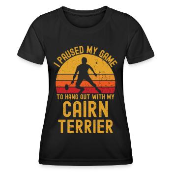 Badminton et Cairn Terrier - T-shirt sport Femme - noir - Devant - AI Model Female 172 light (172cm)