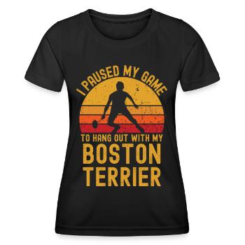 Badminton und Boston Terrier - Frauen Funktions-T-Shirt - Schwarz - Vorne - AI Model Female 172 light (172cm)