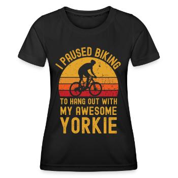 Radfahren und Yorkshire Terrier - Frauen Funktions-T-Shirt - Schwarz - Vorne - AI Model Female 172 light (172cm)