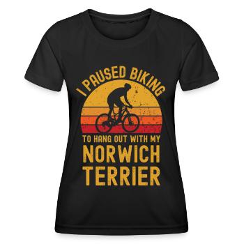 Cycling and Norwich Terrier - Women's Functional T-Shirt - black - Front - AI Model Female 172 light (172cm)