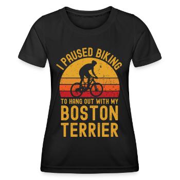 Radfahren und Boston Terrier - Frauen Funktions-T-Shirt - Schwarz - Vorne - AI Model Female 172 light (172cm)