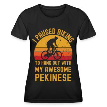Radfahren und Pekinese - Frauen Funktions-T-Shirt - Schwarz - Vorne - AI Model Female 172 light (172cm)