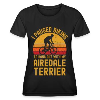 Radfahren und Airedale Terrier - Frauen Funktions-T-Shirt - Schwarz - Vorne - AI Model Female 172 light (172cm)