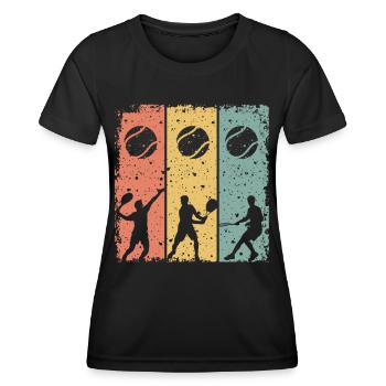 Tennis Retro - Frauen Funktions-T-Shirt - Schwarz - Vorne - AI Model Female 172 light (172cm)