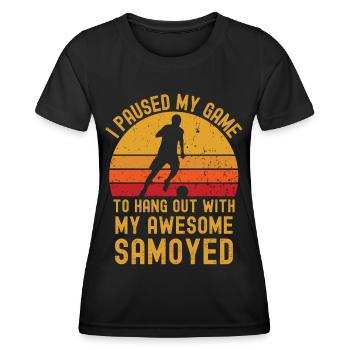 Football and Samoyed - Women's Functional T-Shirt - black - Front - AI Model Female 172 light (172cm)