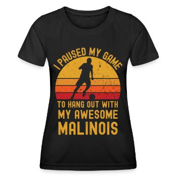Football and Malinois - Women's Functional T-Shirt - black - Front - AI Model Female 172 light (172cm)