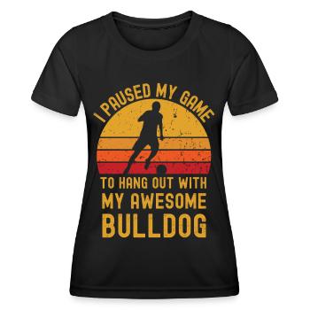 Fußball und Bulldogge - Frauen Funktions-T-Shirt - Schwarz - Vorne - AI Model Female 172 light (172cm)