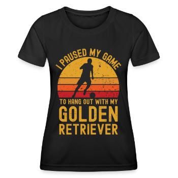 Football and Golden Retrievers - Women's Functional T-Shirt - black - Front - AI Model Female 172 light (172cm)