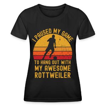 Fußball und Rottweiler - Frauen Funktions-T-Shirt - Schwarz - Vorne - AI Model Female 172 light (172cm)