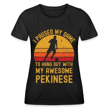 Fußball und Pekinese - Frauen Funktions-T-Shirt - Schwarz - Vorne - AI Model Female 172 light (172cm)