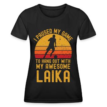 Fußball und Laika - Frauen Funktions-T-Shirt - Schwarz - Vorne - AI Model Female 172 light (172cm)