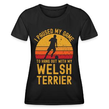 Football and Welsh Terriers - Women's Functional T-Shirt - black - Front - AI Model Female 172 light (172cm)