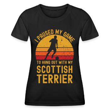 Football and Scottish-Terrier - Women's Functional T-Shirt - black - Front - AI Model Female 172 light (172cm)