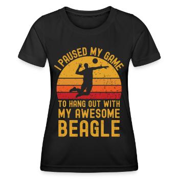 Volleyball und Beagle - Frauen Funktions-T-Shirt - Schwarz - Vorne - AI Model Female 172 light (172cm)