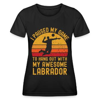Volleyball et Labrador - T-shirt sport Femme - noir - Devant - AI Model Female 172 light (172cm)