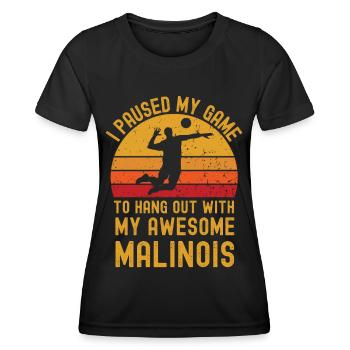 Volleyball and Malinois - Women's Functional T-Shirt - black - Front - AI Model Female 172 light (172cm)