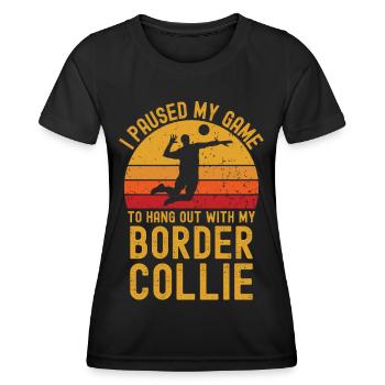 Volleyball and border collie - Women's Functional T-Shirt - black - Front - AI Model Female 172 light (172cm)