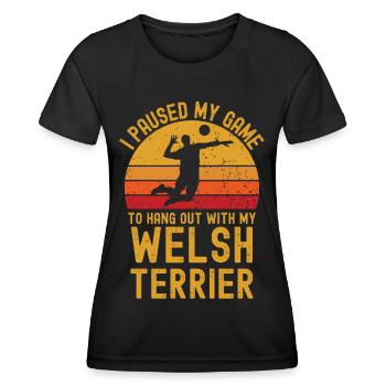 Volleyball and Welsh Terriers - Women's Functional T-Shirt - black - Front - AI Model Female 172 light (172cm)
