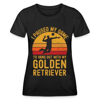 Volleyball and Golden Retrievers - Women's Functional T-Shirt - black - Front - AI Model Female 172 light (172cm)