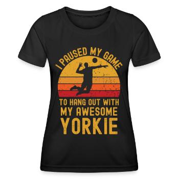 Volleyball und Yorkshire-Terrier - Frauen Funktions-T-Shirt - Schwarz - Vorne - AI Model Female 172 light (172cm)