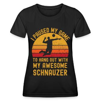 Volleyball et Schnauzer - T-shirt sport Femme - noir - Devant - AI Model Female 172 light (172cm)