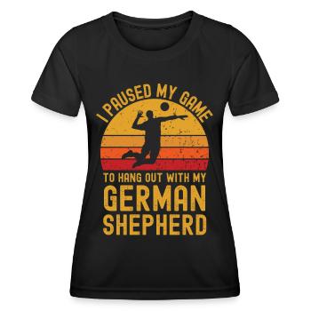 Volleyball and German Shepherd - Women's Functional T-Shirt - black - Front - AI Model Female 172 light (172cm)