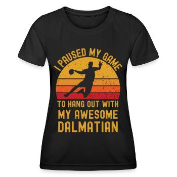 Handball und Dalmatiner - Frauen Funktions-T-Shirt - Schwarz - Vorne - AI Model Female 172 light (172cm)