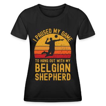 Volleyball et berger belge - T-shirt sport Femme - noir - Devant - AI Model Female 172 light (172cm)