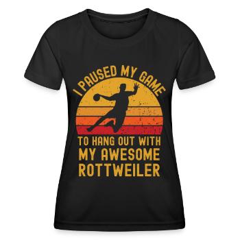 Handball und Rottweiler - Frauen Funktions-T-Shirt - Schwarz - Vorne - AI Model Female 172 light (172cm)