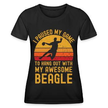 Handball und Beagle - Frauen Funktions-T-Shirt - Schwarz - Vorne - AI Model Female 172 light (172cm)