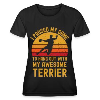 Handball et Terriers - T-shirt sport Femme - noir - Devant - AI Model Female 172 light (172cm)