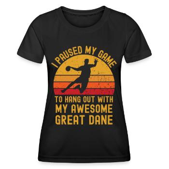 Handball und Deutsche-Dogge - Frauen Funktions-T-Shirt - Schwarz - Vorne - AI Model Female 172 light (172cm)