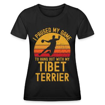 Handball und Tibet-Terrier - Frauen Funktions-T-Shirt - Schwarz - Vorne - AI Model Female 172 light (172cm)