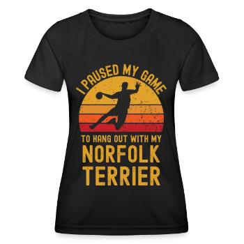 Handball und Norfolk-Terrier - Frauen Funktions-T-Shirt - Schwarz - Vorne - AI Model Female 172 light (172cm)