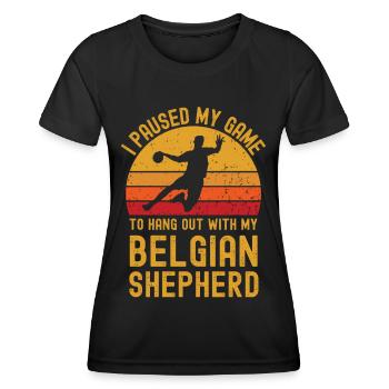 Handball et Berger Belge - T-shirt sport Femme - noir - Devant - AI Model Female 172 light (172cm)