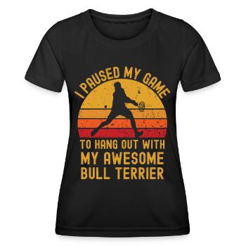 Tennis et Bull Terriers - T-shirt sport Femme - noir - Devant - AI Model Female 172 light (172cm)