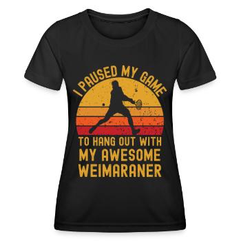 Tennis et Weimaraner - T-shirt sport Femme - noir - Devant - AI Model Female 172 light (172cm)